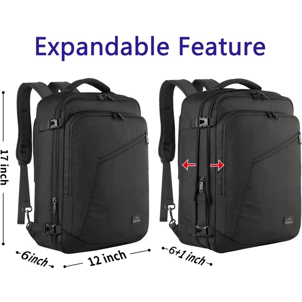 Travel Backpack 27L Lightweight Carry on Expandable Business Waterproof Hiking - Picture 3 of 6